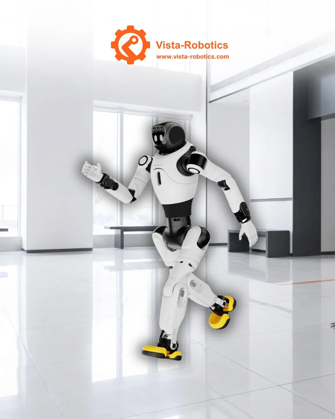 AGIBOT X2 Humanoid-Roboter in einer modernen Büro- und Empfangsumgebung